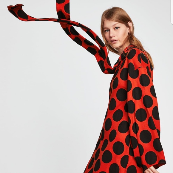 Zara Dresses Zara Polka Dot Dress With Bow Size S Poshmark
